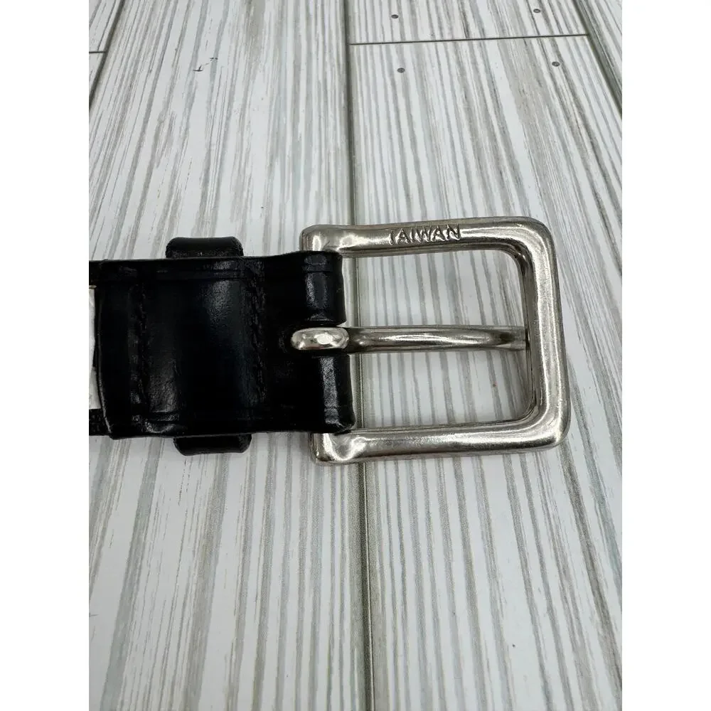 Gap belt men's 34 buffalo head nickel silver tone Italian leather western black